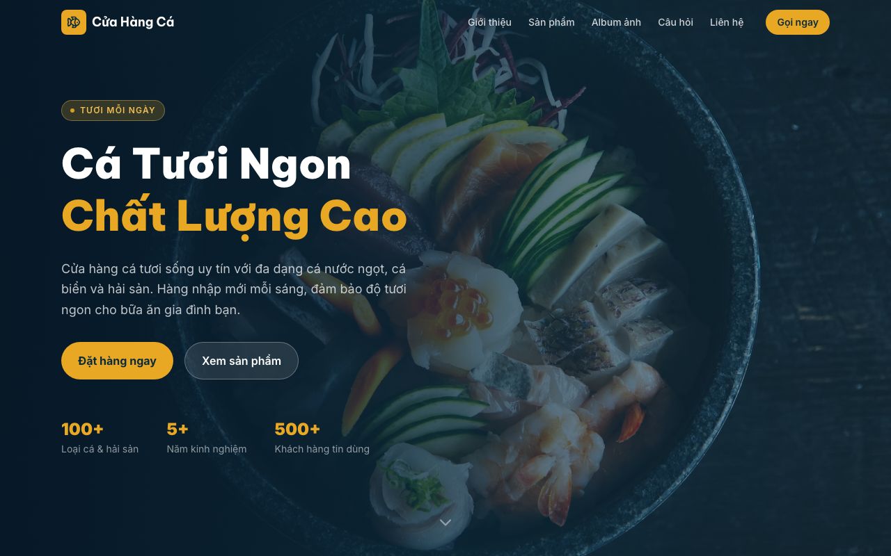 Website demo Cửa Hàng Cá - Bán lẻ