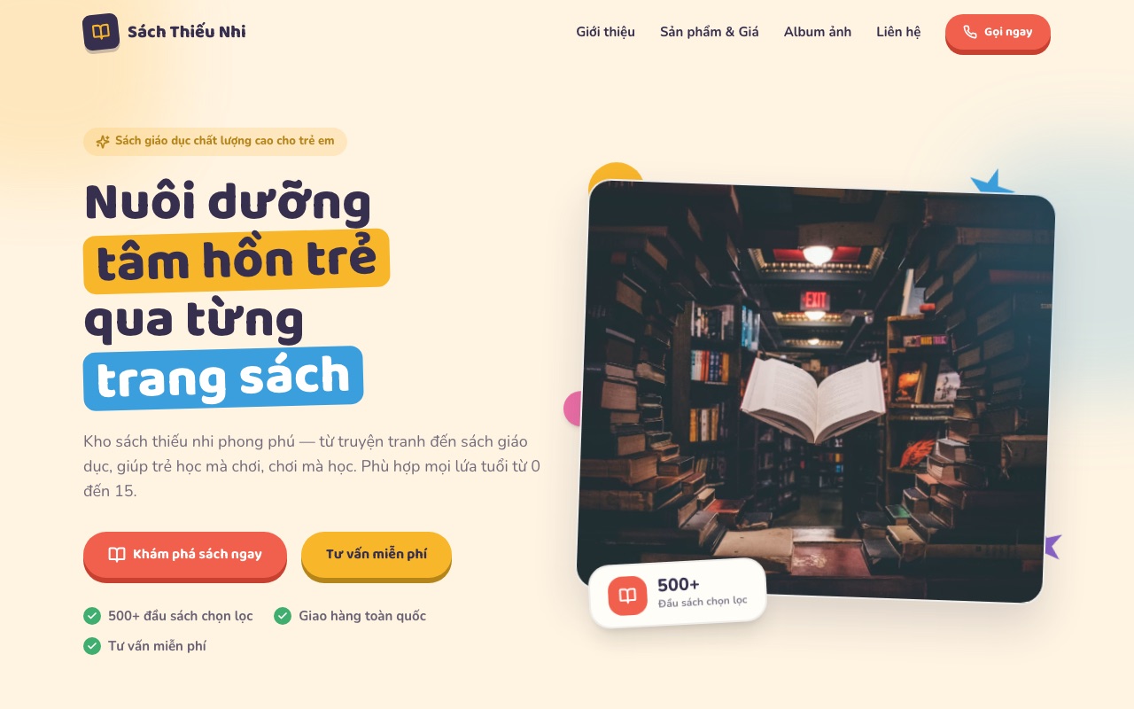 Website demo Sách Thiếu Nhi - Giáo dục