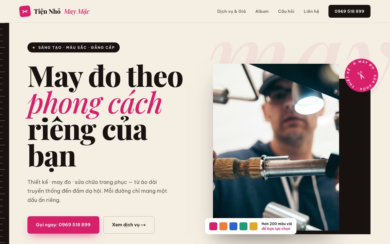 Website demo Tiện Nhỏ May Mặc - Dịch vụ